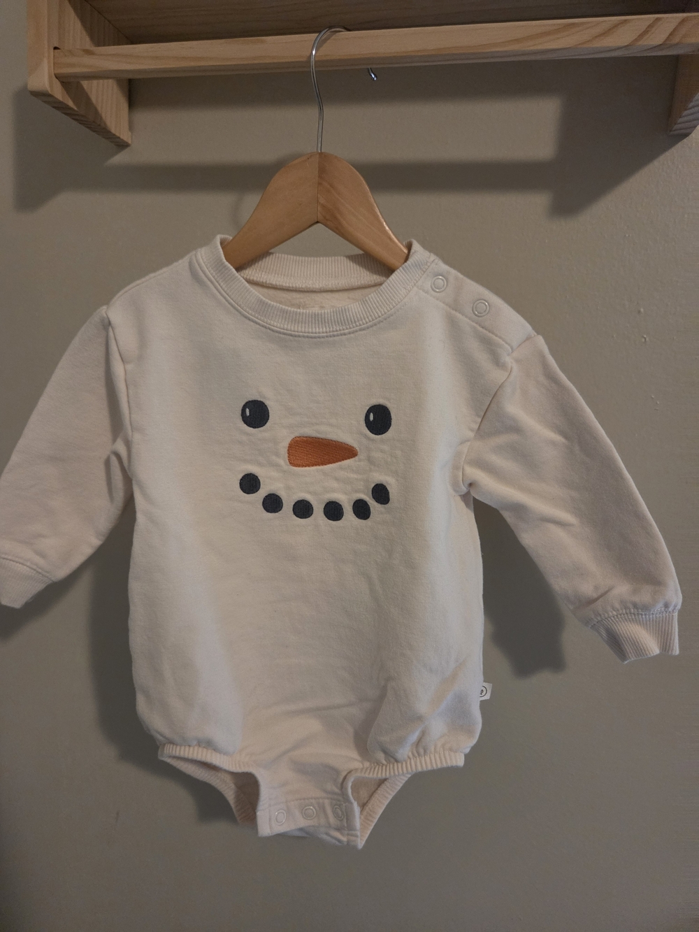 Little Planet By Carter's Organic Baby Boy 9M Cream Snowman One-Piece